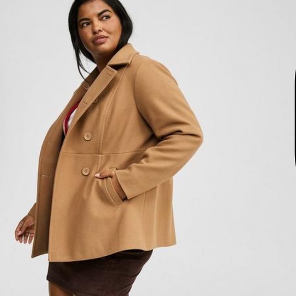 Torrid Softest Coat Double Breasted Peacoat Camel Color Size 6X NWOT - Picture 2 of 16